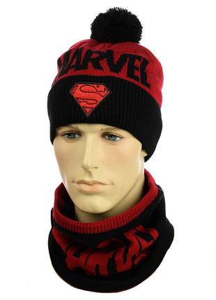 Молодежная мужская шапка "супермен"3 фото
