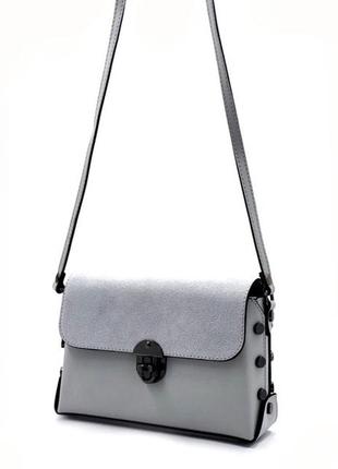 Сумка кроссбоди vera pelle кожаная серая