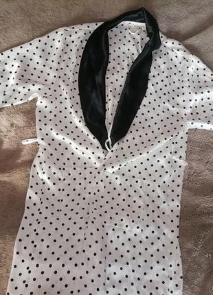 Шолковый халат в горошик s-m