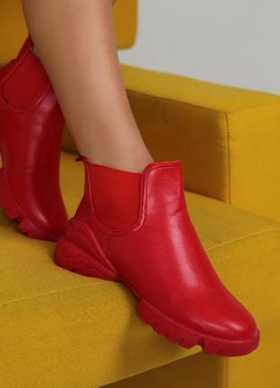 Червоні ботинки , черевики, ботинки демісезон2 фото