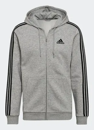 Оригінальна тепла чоловіча толстовка adidas essentials fleece 3-stripes full-zip hoodie (hb0041)4 фото