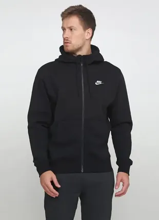 Оригінальна тепла чоловіча толстовка nike sportswear club fleece hoodie (bv2645-010)