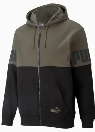 Оригінальна тепла чоловіча толстовка puma power colourblock full-zip (846104 44)1 фото