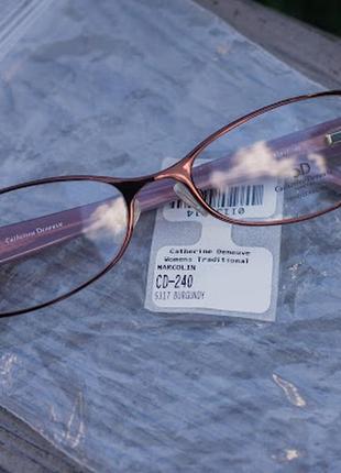 Овальні металеві окуляри  в кольорі бургунді  cd-240 від catherin deneuve!7 фото