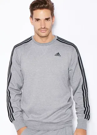 Оригінальна тепла чоловіча толстовка adidas essentials 3s crew (ab6556)