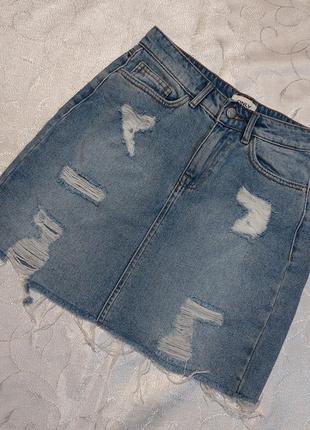 Юбка мини джинсовая коттон1 фото