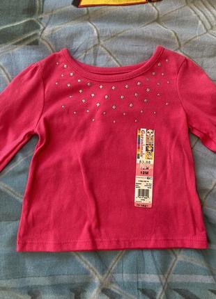 Модный нарядный реглан красного  цвета на девочку 12м