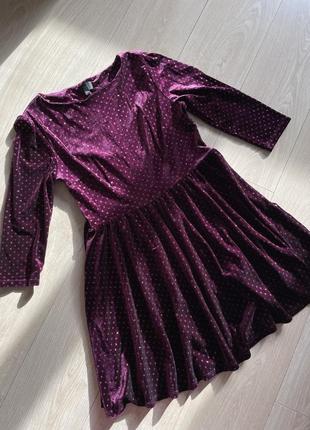 Велюрова сукня марсала з блискітками6 фото
