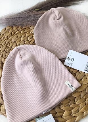 Шапка в рубчик, шапка h&m, двохслойная шапка в рубчик 46-48см