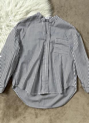 Женская стильная удлиненная блуза в полоску mango3 фото