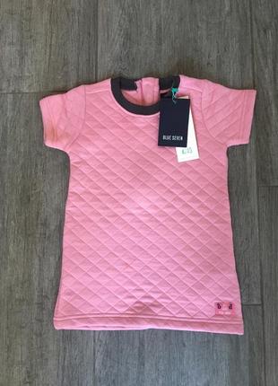 Утеплённое розовое платье blue seven, 2 года, 92 см