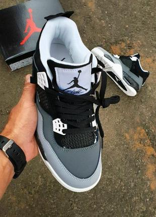 Кросівки nike air jordan 4 black grey4 фото