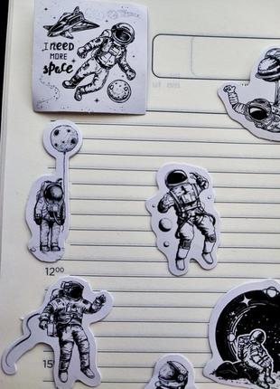 Набір #29 наліпки для скрапбукінга, картинки зображення марки стікери для щоденників блокнота скетча записника космос, космонавт, планета4 фото