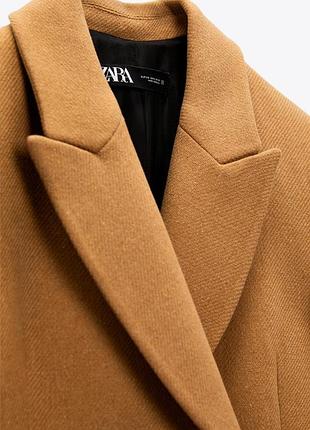 В наличии🔥новое шерстяное пальто zara бежевое осеннее пальто миди s3 фото