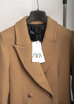 В наличии🔥новое шерстяное пальто zara бежевое осеннее пальто миди s7 фото