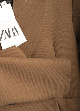 В наличии🔥новое шерстяное пальто zara бежевое осеннее пальто миди s9 фото