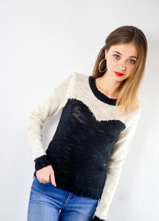 H&m чорно-білий джемпер з домішком вовни, кофта, светр із вовною