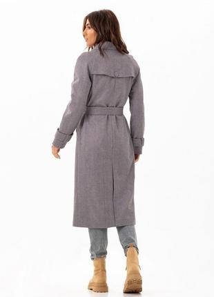Пальто женское миди, двубортное, демисезонное, шерстяное мелкая елочка, марсала5 фото