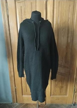 Плаття  тепле, довгий светр з капюшоном батал