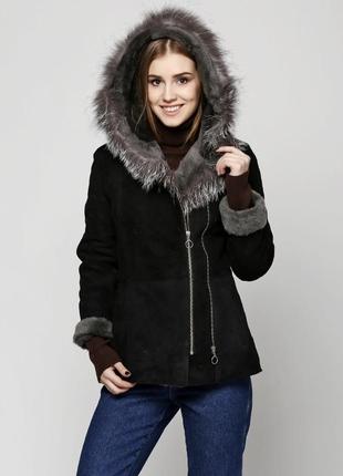 Зимова тепла дублянка з капюшоном