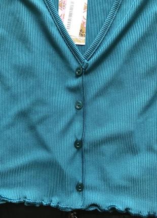 🛍 суперстильна укорочена кофточка в рубчик на гудзиках3 фото