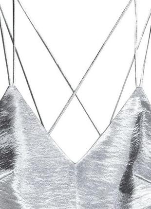Платье h&m макси в бельевом стиле на бретелях  серебристое6 фото