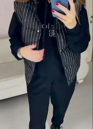 Крутейший теплый костюм с жилеткой в стразах, трехнить,дорогая турция 🇹🇷.