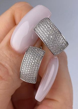 Серебряные серьги с фианитами, 925, серебро