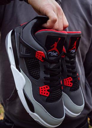 Мужские кроссовки air jordan retro 4 paris black grey red 40-41-42-43-44-45