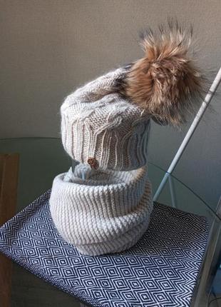 Шерсть натуральный мех зимняя шапка3 фото