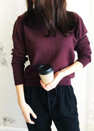 Тёплый шерстяной  бордовый пуловер peuterey шерсть 100%1 фото