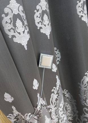 Штора версаль, цвета: серый, бежевый (пудра). ширина 2.85 м, висота до 3 м