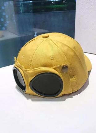 Кепка бейсболка-очки hande made с изогнутым козырьком желтая 2, унисекс wuke one size