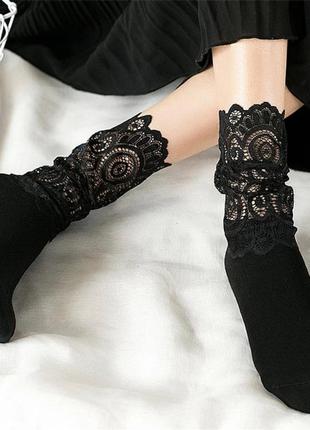 Носки с кружевом комбинированные носки1 фото
