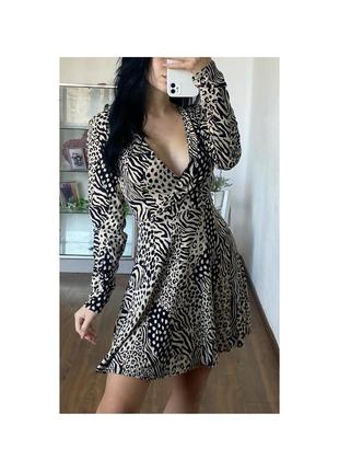 Актуальне плаття міні, сукня, стильне, модне, трендове , animal print2 фото