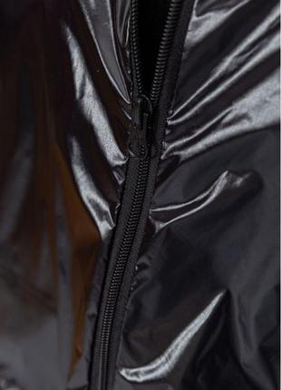 Стильная черная женская куртка ветровка куртка-ветровка виниловая женская куртка короткая укороченная женская куртка оверсайз женская ветровка6 фото