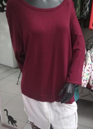 Кофта, светр, жіночий, в'язаний, бордовий, великого розміру, 58-60, yessica (c&a), 10928