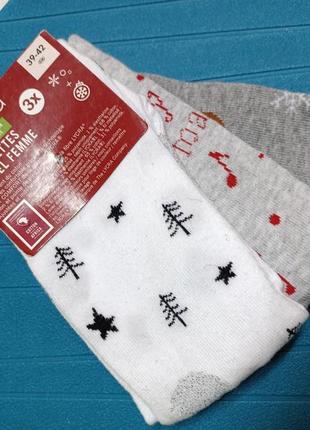 🎄 новорічні котонові шкарпетки набір 3в1🎄2 фото