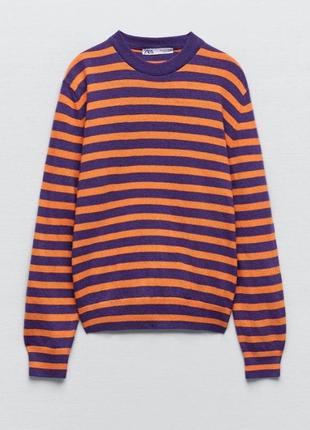 Яркий полосатый свитер с шерстью и кашемиром zara5 фото