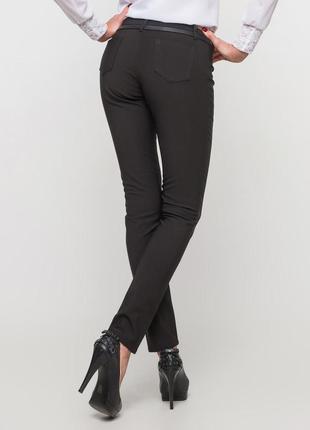 Черные зауженные классические брюки штаны скинни с флисом на флисе бедра 90-92 см1 фото