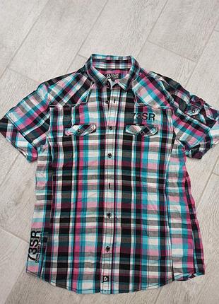 Рубашка с коротким рукавом в клетку denim