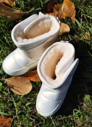 Зимові білі дутики чоботи6 фото
