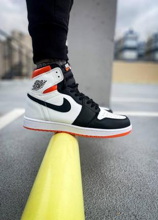 Женские высокие кожаные кроссовки nike air jordan 1 retro high og "electro orange"#найк