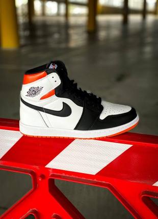 Мужские высокие кожаные кроссовки nike air jordan 1 retro high og "electro orange"#найк