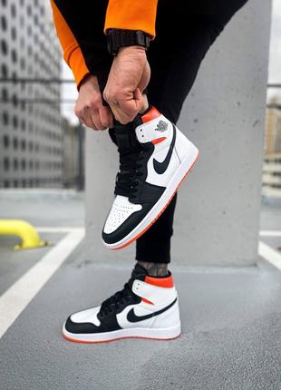 Мужские высокие кожаные кроссовки nike air jordan 1 retro high og "electro orange"#найк6 фото
