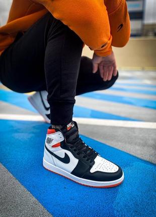 Мужские высокие кожаные кроссовки nike air jordan 1 retro high og "electro orange"#найк2 фото