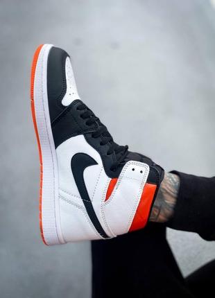 Мужские высокие кожаные кроссовки nike air jordan 1 retro high og "electro orange"#найк7 фото