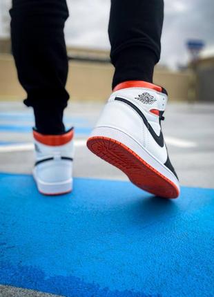 Мужские высокие кожаные кроссовки nike air jordan 1 retro high og "electro orange"#найк3 фото