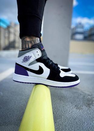 Мужские высокие кожаные кроссовки nike air jordan 1 retro mid purple #найк4 фото