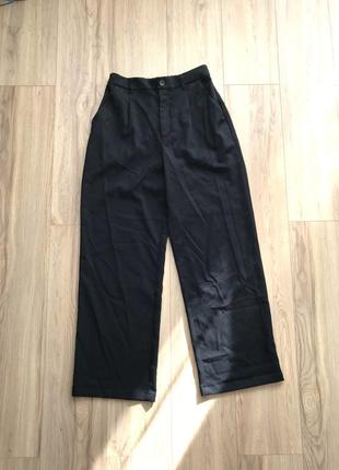 Брюки широкие высокая посадка с защипами